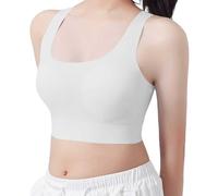 2026 - Crop Top reggiseno ragazza senza cuciture reggiseno sportivo allenamento bianco teen reggiseno camisole stile leggero senza cuciture bambini ragazza biancheria intima piccola, bianco, 10-13