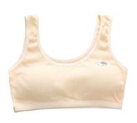 2026 - Crop Top reggiseno ragazza senza cuciture reggiseno sportivo allenamento bianco teen reggiseno camisole stile leggero senza cuciture bambini mutandine donna, beige., 8-12 anni
