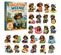 2026 Dachshund Advent Calendar, 24-Piece 2D Acrylic Christmas Dog Set | Count down to Christmas with 24 unique festive dachshund collectibles for daily reveals, decorating, and gifting.(D)