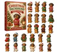 2026 Dachshund Advent Calendar, 24-Piece 2D Acrylic Christmas Dog Set | Count down to Christmas with 24 unique festive dachshund collectibles for daily reveals, decorating, and gifting.(B)