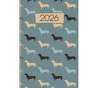 2026 Dachshund Diary: Week-to-View Daily Planner & Journal - Blue/Cream