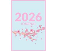 2026 Daily Journal - 228 Lined Pages 6" x 9" - Cherry Blossoms - Baby Blue and Soft Pink