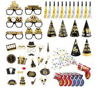 2026 Decorazioni Capodanno Set, 22 Photo Booth, 6 Capodanno, 6 Cappellini, 6 Argento Trombette, 6 Oro Trombette, 6 Spara, Happy New Year Party Accessori