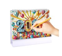 2026 Desk Calendar, Gem Art Painting Design, 12-Month Tabletop Planner, Travel Planning Calendar, Monthly Organizer for School, Meetings, and Goal Tracking, Multicolor