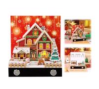 2026 Desk Calendar Memo Pad,3D Christmas House Calendars Notepad with Lights,Time Piece Calendar 2026, Creative Tear Away Paper Carving Art Notepad for Christmas
