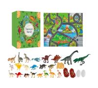 2026 Dinosaur - 29x26x8.6cm 24 Toy Figures | Map | Christmas Countdown Toy Set With Escape Game Playmat & Dice For Kids Ages 3-8, Holiday Gift For Boys & Girls