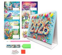 2026 DIY Special Shape Desktop Diamond Standing Calendar, DIY Diamond Art Painting 2026 Desk Calendar, for Home School, or Office (A)
