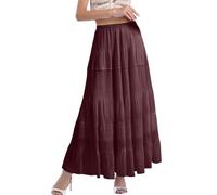 2026 Donna Chiffon Bianco Fluente Maxi Gonne Boho Estate Elastico In Vita Piegata A Linea A Gonna Lunga Per Le Signore Estate Lunghe Del polpaccio, Vino, L