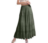 2026 Donna Chiffon Bianco Fluente Maxi Gonne Boho Estate Elastico In Vita Piegata A Linea A Gonna Lunga Per Le Signore Estate Lunghe Del polpaccio, verde militare, S