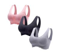 2026 - Donna Senza Anello In Acciaio 3PC Biancheria Intima Raccolta Reggiseno In Lattice Biancheria Intima Traceless Cuore Posteriore Bar 3PC Set Reggiseno Estivo Vestito Da Donna, n, 3XL