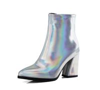 2026 Donna Stivaletti Donna Europeo E America Commercio Estero Plus Size Autunno Inverno In Pelle Cerniera Laterale A Punta Spessa Tacco Alto Breve, Multicolore, 39.5 EU