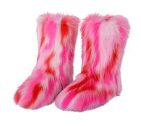 2026 Donna Stivaletti Moda Donna Casual Inverno Sport All'aperto Colorato Caldo Lana Come Metà Polpaccio Scarpe, Rosa acceso, 48.5 EU