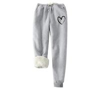 2026 Donne Inverno Tinta Unita Pile Grandi Dimensioni Pantaloni Casual Harun Leggings, Grigio chiaro, XL