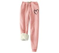 2026 Donne Inverno Tinta Unita Pile Grandi Dimensioni Pantaloni Casual Harun Leggings, rosa chiaro, S