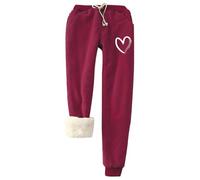 2026 Donne Inverno Tinta Unita Pile Grandi Dimensioni Pantaloni Casual Harun Leggings, Rosso mattone, S