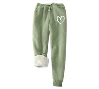 2026 Donne Inverno Tinta Unita Pile Grandi Dimensioni Pantaloni Casual Harun Leggings, Verde chiaro, M