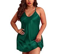 2026 Donne Pizzo Camicia Da Notte Set Lingerie Raso Notte Slip Sonno Sleepwear Pigiama, Verde, XL