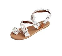 2026 Donne Ragazze Scarpe Romane Pantofole Sandali Fiore Piatto Spiaggia Casual Donna, bianco, 37.5 EU