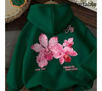 2026 E Selvaggio E Morbido Maglione Imbottito Con Cappuccio Questo Maglione Imbottito Colore Base Assolutamente Nero Puro, Stampa Orchidea Rosa Sul Retro Super Assoluta, "Scatena La Bestia Dentro" Tes