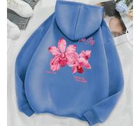 2026 E Selvaggio E Morbido Maglione Imbottito Con Cappuccio Questo Maglione Imbottito Colore Base Assolutamente Nero Puro, Stampa Orchidea Rosa Sul Retro Super Assoluta, "Scatena La Bestia Dentro" Tes