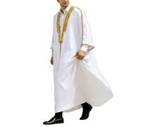 2026 Eid Ramadan Abaya Modesto Elegante Jubba Thobe Con Ricamo Abito Lungo Formale Per La Laurea E, bianco, XL