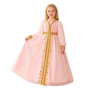 2026 Eid Ramadan Abaya Modesto Elegante Vestito a Sbuffo Manica Lunga Per Le Ragazze Partito Indossare Abito Fluido Con Maniche Confortevole Quotidiano, rosa, 6-7 Anni