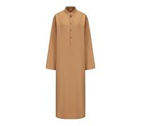 2026 Eid Ramadan Abaya Modesto Maschio Solido Colore Lungo Manica Lunga Vestiti Arabi Gonna Media, cachi, S