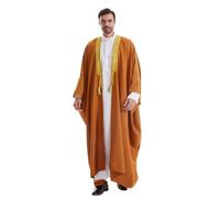 2026 Eid Ramadan Abaya Modesto Maschio Solido Colore Lungo Manica Lunga Vestiti Arabi Gonna Media, cachi, XL