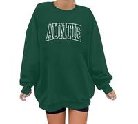 2026 Felpa casual con stampa alfabeto e maniche lunghe, girocollo e senza cappuccio per uomini e donne, top elegante e versatile, Verde scuro, L