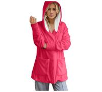 2026 - Felpa con cappuccio patchwork da donna, a maniche lunghe, stile casual, rosa intenso, XXL
