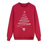 2026 Felpa natalizia a maniche lunghe casual pullover con lettera stampata da uomo leggera per la famiglia, Rosso, XL