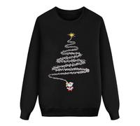 2026 Felpa natalizia a maniche lunghe casual pullover con lettera stampata leggera per la famiglia, Nero , 110