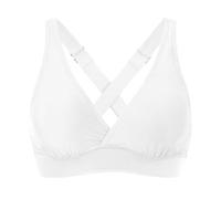 2026 - Femmes Maillots de bain élastiques hauts à Armatures couverture complète Haut de Bikini Push Up Maillot de bain Haut Court cravate DOS Maillot de bain hauts Colori pastello, bianco, M