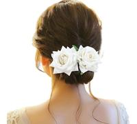 2026 Fermagli per capelli per ragazze Fiore Fermagli per capelli per donne Copricapo da sposa per matrimonio Fiore per capelli copricapo per spose Accessori per capelli per le signore (White One Si