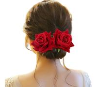 2026 Fermagli per capelli per ragazze Fiore Fermagli per capelli per donne Copricapo da sposa per matrimonio Fiore per capelli copricapo per spose Accessori per capelli per capelli per le donne (Red