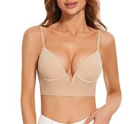 2026 French Deep V Low Cut Grande schiena aperta a forma di U bella schiena senza cuciture Biancheria intima piccolo petto increspato reggiseno per dormire senza anello in acciaio Piccole signore