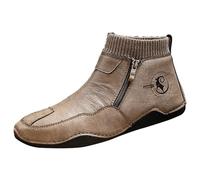 2026 Gentiluomini Ragazzi Pu Stivaletti Autunno Inverno Caldo Escursionismo Lavoro Block Heel Leggero City Walking Giorni di Pioggia Stivali di Gomma Impermeabile Yard Mucker, Marrone, 39 1/3 EU