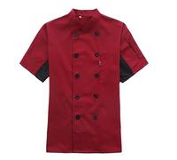 2026 - Giacca da cuoco Abbigliamento da cucina Hotel a maniche lunghe bottoni rossi a contrasto giacca da cuoco per uomo donna camicia uomo S maniche lunghe, rosa intenso, M