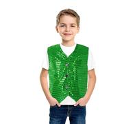 2026 Gilet Unisex con Paillettes Gilet per Danza Feste Spettacoli Costume per Ragazziscollo a V Senza Maniche Giacca Glitterata Costume Ragazzi e Ragazze Da Ballo In Maschera (4-Green, 4-5 Years)