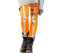 2026 Giorno dei Morti Rose Collant - Leggings messicani De Los Muertos Costume Scheletro & Dress Up Calze di Halloween Calzini per donne e ragazze, taglia M, Arancione, XL
