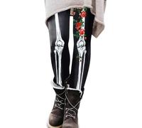 2026 Giorno dei Morti Rose Collant - Leggings messicani De Los Muertos Costume Scheletro & Dress Up Calze di Halloween Calzini per donne e ragazze, taglia M, Nero , S