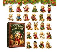 2026 Golden Retriever, 24 Day Acrylic Christmas Countdown | 2D acrylic dog-themed Christmas countdown calendar for wall, door, tree, car mirror, backpack, keychain and holiday party