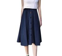 2026 - Gonna jeans da donna taglie forti casual vita alta linea ad A, midi con elastico in vita per la scuola breve estate donna, Bu2, L