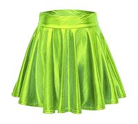 2026 - Gonna svasata casual a linea ad A per le donne ultima musica rock lucida, verde, L