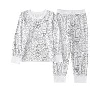 2026 Halloween-Pyjama-Set für Jungen, langärmelig, Nachtwäsche mit DIY-Aufdruck, Bequeme Kleidung für Kinder Von 2 bis 10 Jahren, Bianco, 9-10 Anni