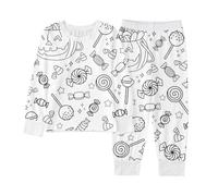 2026 Halloween-Pyjama-Set für Jungen, langärmelig, Nachtwäsche mit DIY-Aufdruck, Bequeme Kleidung für Kinder Von 2 bis 10 Jahren, Bianco, 5-6 Anni