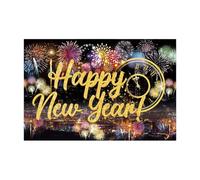 2026 Happy New Year Backdrop | Colorful Fireworks Happy New Year Banner,2D Print Golden Balloons Wall Background,Suitable For Family Gatherings, Banquet Hall, Conference Rooms And Event Venues
