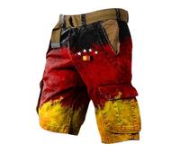 2026 Herren Musterdesign Arbeitslook Shorts, aus Polyesterstoff, klare Passform, Arbeit Stil, Einfach mit vorhandener Kleidung kombinierbar, klarer Schnitt, Produktlinie, Rosso, 3XL