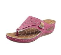 2026 Infradito da donna con zeppa, design infradito a punta bassa, per vacanze al mare, commissioni estive e abbigliamento a bordo piscina, diversi colori, taglie UK, versatile uso quotidiano, Rosso