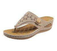 2026 Infradito da donna con zeppa, design infradito a punta bassa, per vacanze al mare, commissioni estive e abbigliamento a bordo piscina, diversi colori, taglie UK, versatile uso quotidiano, Grigio